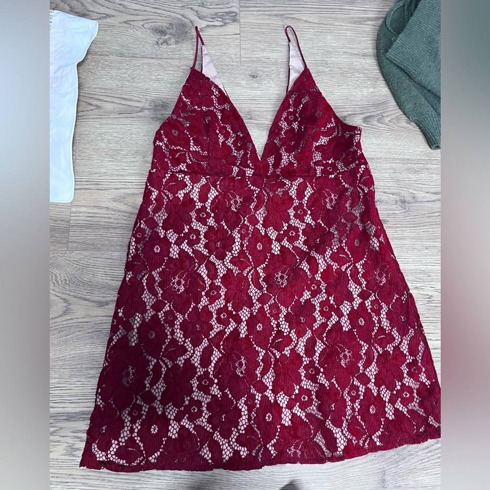 Free People Red Lace Dress 10 Romantic Date Night (Just Dry Cleaned)